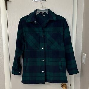 H&M Green and Blue Plaid Utility Jacket